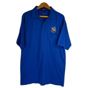 Crystal Springs Bright Blue Polo Shirt Mosquito Embroidered Logo Size Large
